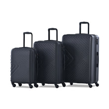 Load image into Gallery viewer, 3 Piece Luggage Sets- Lightweight Suitcase with Two Hooks, Spinner Wheels, TSA Lock, Silver/black/blue (20/24/28)
