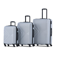 Load image into Gallery viewer, 3 Piece Luggage Sets- Lightweight Suitcase with Two Hooks, Spinner Wheels, TSA Lock, Silver/black/blue (20/24/28)
