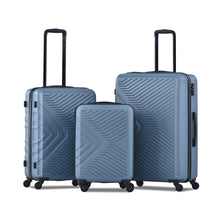 Load image into Gallery viewer, 3 Piece Luggage Sets- Lightweight Suitcase with Two Hooks, Spinner Wheels, TSA Lock, Silver/black/blue (20/24/28)
