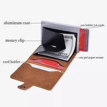 Load image into Gallery viewer, RFID Blocking Vintage Leather Mens  Credit Card Holder
