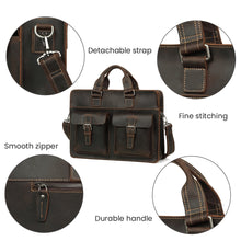 Load image into Gallery viewer, Vintage Men&#39;s Cow Genuine Leather Briefcase Crazy Horse Leather Messenger Bag - travelprosonline
