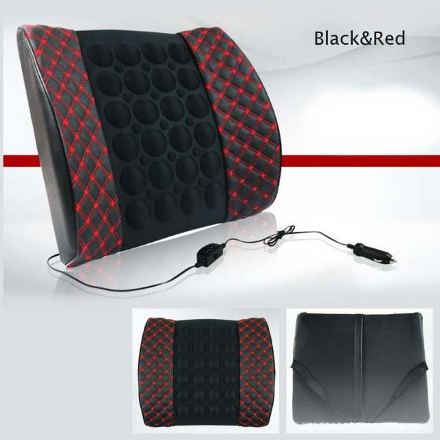 12V Car Pillow Back Support Lumbar Electrict Massage - travelprosonline